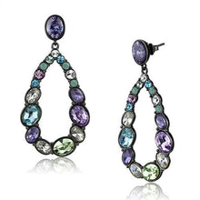 Load image into Gallery viewer, TK2785 - IP Light Black  (IP Gun) Stainless Steel Earrings with AAA Grade CZ  in Multi Color