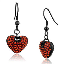 Load image into Gallery viewer, TK2790 - IP Black(Ion Plating) Stainless Steel Earrings with Top Grade Crystal  in Orange