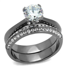 Load image into Gallery viewer, TK2797 - IP Light Black  (IP Gun) Stainless Steel Ring with AAA Grade CZ  in Clear