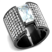 Load image into Gallery viewer, TK2798 - IP Light Black  (IP Gun) Stainless Steel Ring with AAA Grade CZ  in Clear