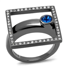 Load image into Gallery viewer, TK2808 - IP Light Black  (IP Gun) Stainless Steel Ring with Top Grade Crystal  in Capri Blue