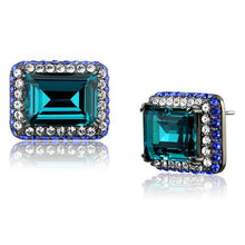 Load image into Gallery viewer, TK2812 - IP Light Black  (IP Gun) Stainless Steel Earrings with Top Grade Crystal  in Blue Zircon