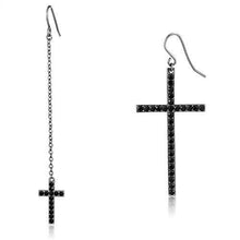 Load image into Gallery viewer, TK2816 - IP Light Black  (IP Gun) Stainless Steel Earrings with Top Grade Crystal  in Jet