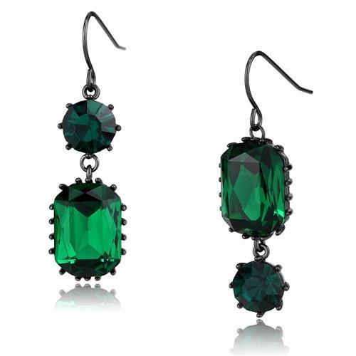 TK2817 - IP Dark Brown (IP coffee) Stainless Steel Earrings with Top Grade Crystal  in Emerald