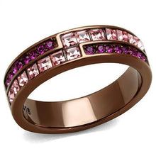 Load image into Gallery viewer, TK2837 - IP Coffee light Stainless Steel Ring with Top Grade Crystal  in Multi Color