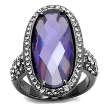 Load image into Gallery viewer, TK2840 - IP Light Black  (IP Gun) Stainless Steel Ring with AAA Grade CZ  in Tanzanite