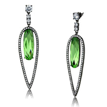 Load image into Gallery viewer, TK2846 - IP Light Black  (IP Gun) Stainless Steel Earrings with Top Grade Crystal  in Peridot