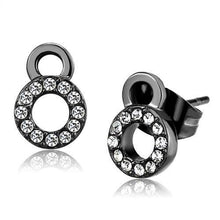 Load image into Gallery viewer, TK2856 - IP Light Black  (IP Gun) Stainless Steel Earrings with Top Grade Crystal  in Clear