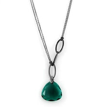 Load image into Gallery viewer, TK2858 - IP Light Black  (IP Gun) Stainless Steel Necklace with Synthetic Synthetic Glass in Blue Zircon