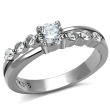 Load image into Gallery viewer, TK2865 - High polished (no plating) Stainless Steel Ring with AAA Grade CZ  in Clear