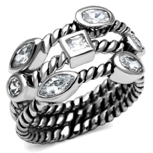 Load image into Gallery viewer, TK2880 - High polished (no plating) Stainless Steel Ring with AAA Grade CZ  in Clear