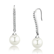 Load image into Gallery viewer, TK2884 - High polished (no plating) Stainless Steel Earrings with Synthetic Pearl in White