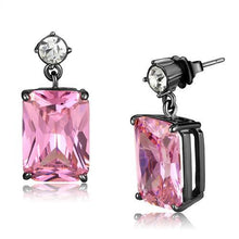 Load image into Gallery viewer, TK2892 - IP Light Black  (IP Gun) Stainless Steel Earrings with AAA Grade CZ  in Rose