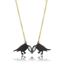 Load image into Gallery viewer, TK2895 - IP Gold+ IP Black (Ion Plating) Stainless Steel Necklace with Semi-Precious Opal in Aurora Borealis (Rainbow Effect)