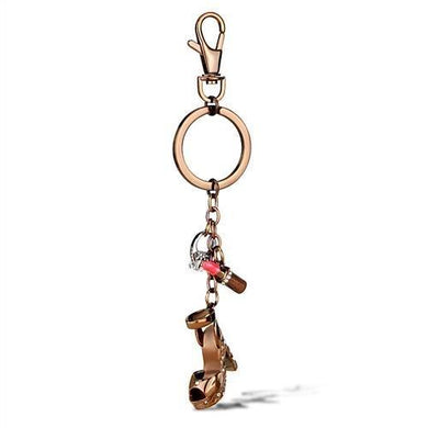 TK2896 - Two Tone IP Light Brown (IP Light coffee) Stainless Steel Key Ring with AAA Grade CZ  in Clear