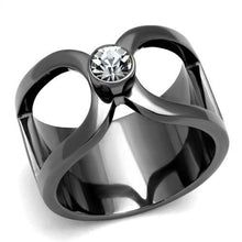 Load image into Gallery viewer, TK2897 - IP Light Black  (IP Gun) Stainless Steel Ring with Top Grade Crystal  in Clear