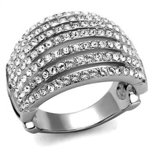 Load image into Gallery viewer, TK2901 - High polished (no plating) Stainless Steel Ring with Top Grade Crystal  in Clear