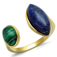 Load image into Gallery viewer, TK2906 - IP Gold(Ion Plating) Stainless Steel Ring with Precious Stone Lapis in Montana