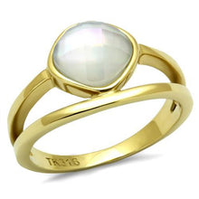 Load image into Gallery viewer, TK2908 - IP Gold(Ion Plating) Stainless Steel Ring with Precious Stone Conch in White