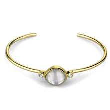 Load image into Gallery viewer, TK2910 - IP Gold(Ion Plating) Stainless Steel Bangle with Precious Stone Conch in White