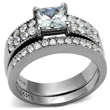 Load image into Gallery viewer, TK2915 - High polished (no plating) Stainless Steel Ring with AAA Grade CZ  in Clear