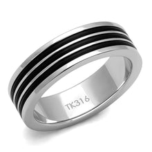 Load image into Gallery viewer, TK2925 - High polished (no plating) Stainless Steel Ring with Epoxy  in Jet