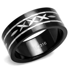 Load image into Gallery viewer, TK2928 - Two-Tone IP Black (Ion Plating) Stainless Steel Ring with No Stone