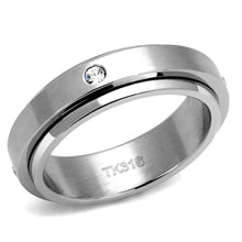 Load image into Gallery viewer, TK2933 - High polished (no plating) Stainless Steel Ring with AAA Grade CZ  in Clear