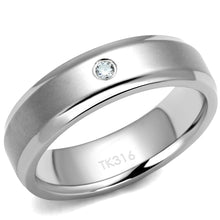 Load image into Gallery viewer, TK2934 - High polished (no plating) Stainless Steel Ring with AAA Grade CZ  in Clear