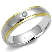 Load image into Gallery viewer, TK2938 - Two-Tone IP Gold (Ion Plating) Stainless Steel Ring with AAA Grade CZ  in Clear