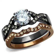 Load image into Gallery viewer, TK2958 - IP Light Black &amp; IP Light coffee Stainless Steel Ring with AAA Grade CZ  in Clear