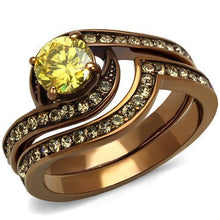 Load image into Gallery viewer, TK2959 - IP Coffee light Stainless Steel Ring with AAA Grade CZ  in Topaz