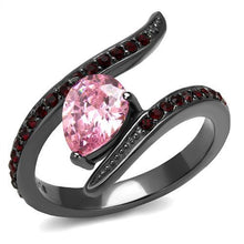 Load image into Gallery viewer, TK2972 - IP Light Black  (IP Gun) Stainless Steel Ring with AAA Grade CZ  in Rose