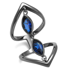 Load image into Gallery viewer, TK2990 - IP Light Black  (IP Gun) Stainless Steel Ring with Synthetic Spinel in London Blue