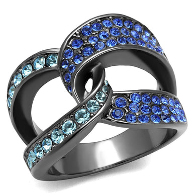 TK2994 - IP Light Black  (IP Gun) Stainless Steel Ring with Top Grade Crystal  in Multi Color