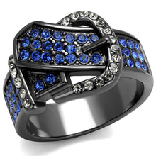 Load image into Gallery viewer, TK2995 - IP Light Black  (IP Gun) Stainless Steel Ring with Top Grade Crystal  in Multi Color