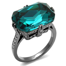 Load image into Gallery viewer, TK2998 - IP Light Black  (IP Gun) Stainless Steel Ring with Top Grade Crystal  in Blue Zircon