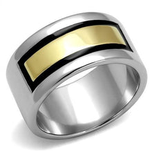 Load image into Gallery viewer, TK3008 - Two-Tone IP Gold (Ion Plating) Stainless Steel Ring with Epoxy  in Jet