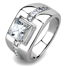 Load image into Gallery viewer, TK3011 - High polished (no plating) Stainless Steel Ring with AAA Grade CZ  in Clear