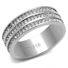 Load image into Gallery viewer, TK3028 - High polished (no plating) Stainless Steel Ring with Top Grade Crystal  in Clear