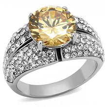 Load image into Gallery viewer, TK3031 - High polished (no plating) Stainless Steel Ring with AAA Grade CZ  in Champagne