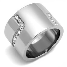 Load image into Gallery viewer, TK3040 - High polished (no plating) Stainless Steel Ring with Top Grade Crystal  in Clear