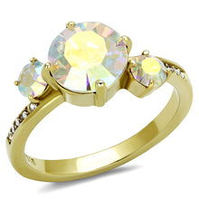 Load image into Gallery viewer, TK3095 - IP Gold(Ion Plating) Stainless Steel Ring with Top Grade Crystal  in Multi Color