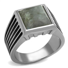 Load image into Gallery viewer, TK3113 - High polished (no plating) Stainless Steel Ring with Synthetic Twinkling in Gray