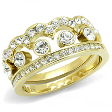 Load image into Gallery viewer, TK3123 - IP Gold(Ion Plating) Stainless Steel Ring with Top Grade Crystal  in Clear