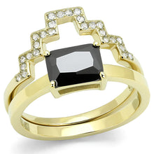 Load image into Gallery viewer, TK3127 - IP Gold(Ion Plating) Stainless Steel Ring with AAA Grade CZ  in Black Diamond