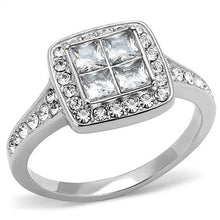 Load image into Gallery viewer, TK3137 - High polished (no plating) Stainless Steel Ring with AAA Grade CZ  in Clear