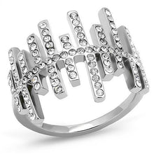 Load image into Gallery viewer, TK3140 - High polished (no plating) Stainless Steel Ring with Top Grade Crystal  in Clear