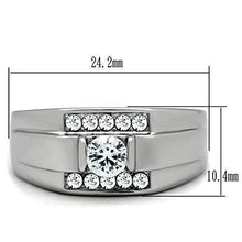 Load image into Gallery viewer, TK314 - High polished (no plating) Stainless Steel Ring with AAA Grade CZ  in Clear