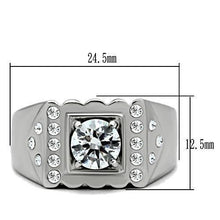 Load image into Gallery viewer, TK315 - High polished (no plating) Stainless Steel Ring with AAA Grade CZ  in Clear